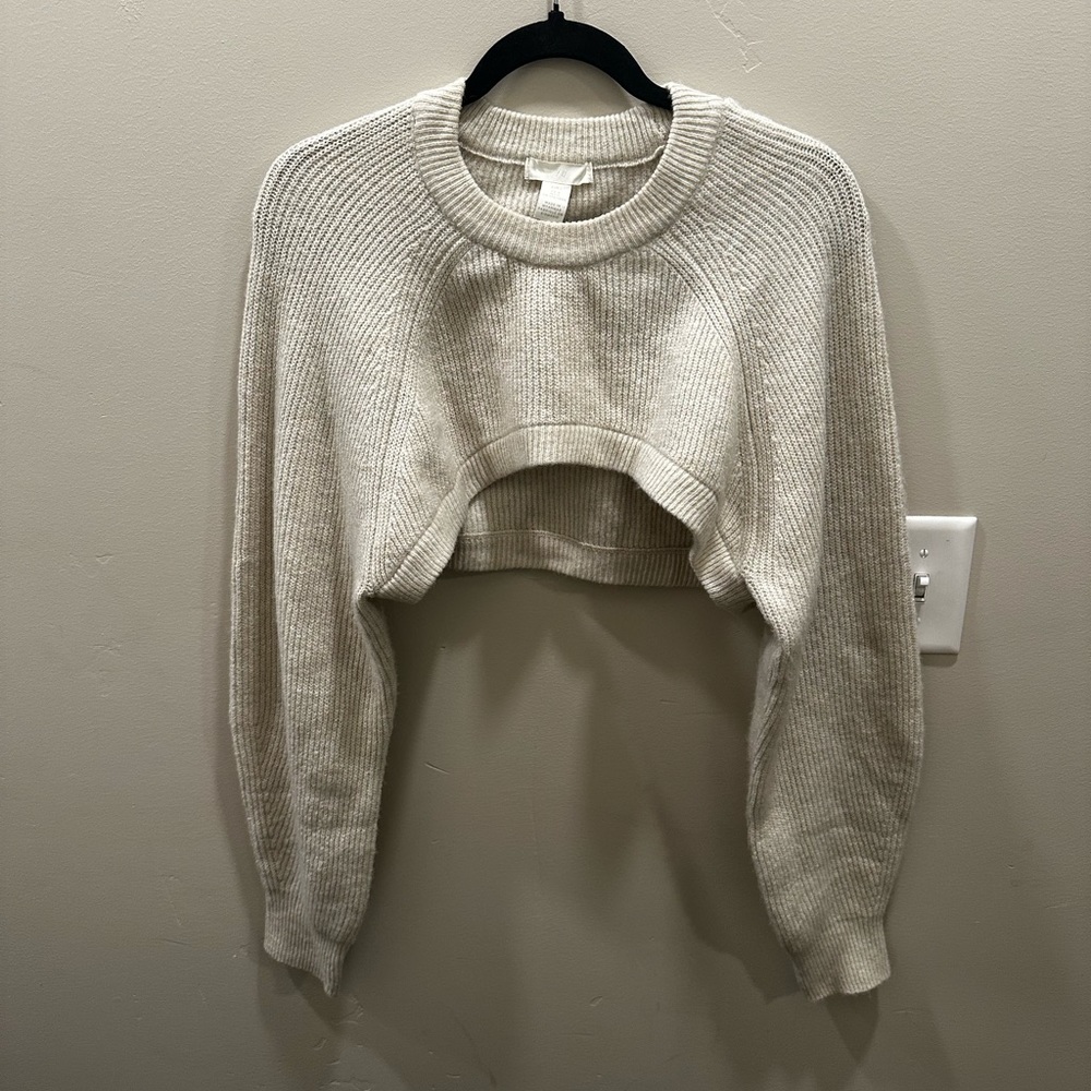 H&M White Shrug with Relaxed Fit and Crew Neck